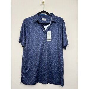 PGA Tour Pro Series Golf Shirt Size Medium Blue Printed Short Sleeve